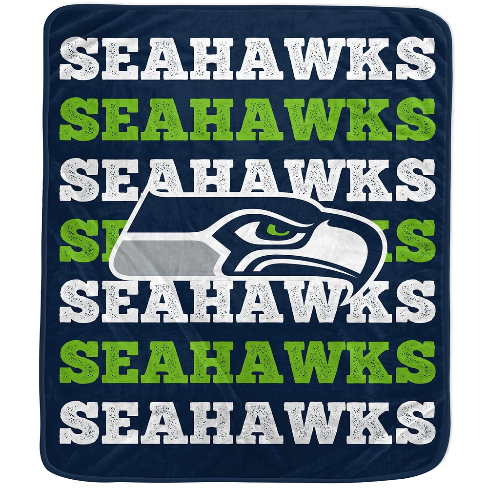 Pegasus Seattle Seahawks 60'' x 70'' Logo Wordmark Plush Blanket