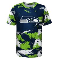 Preschool College Navy/Neon Green Seattle Seahawks Juvenile Cross Pattern T-Shirt