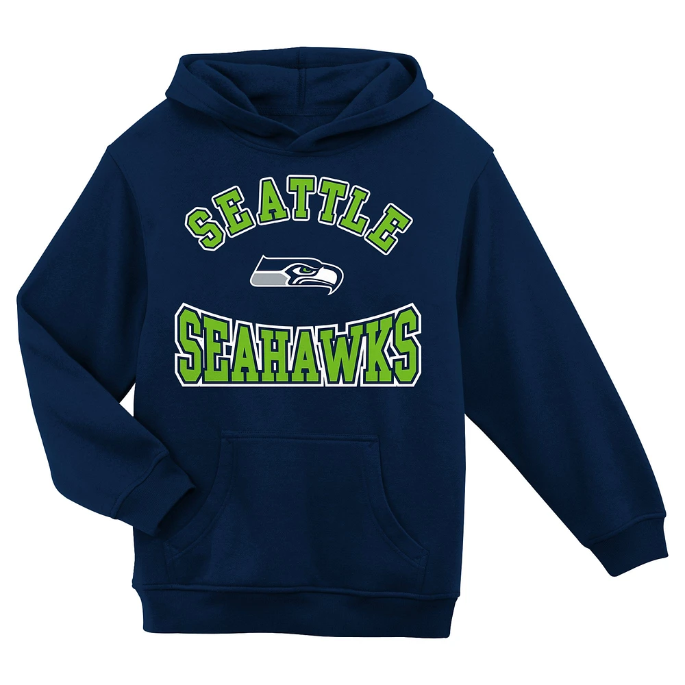 Sweat à capuche en polaire pour enfant de la maternelle, bleu marine, ville natale des Seattle Seahawks