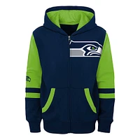 Preschool College Navy Seattle Seahawks Stadium Colorblock Full-Zip Hoodie