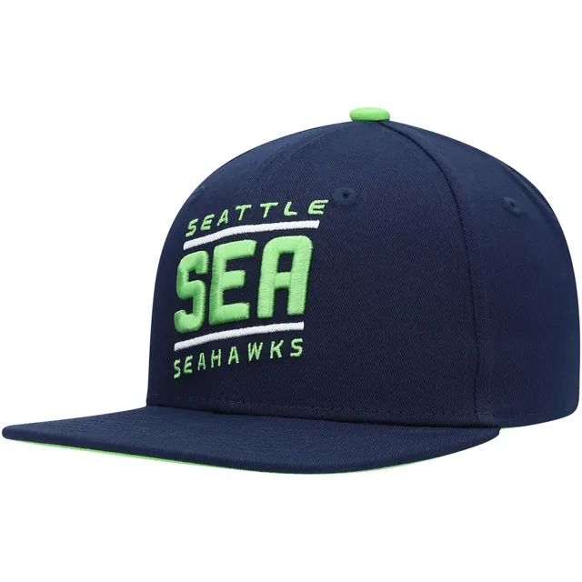 Youth Navy/White Seattle Seahawks Core Lockup Adjustable Hat