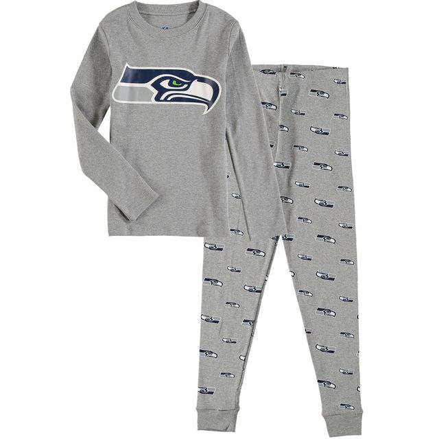 Ensemble de nuit préscolaire gris chiné Seattle Seahawks avec t-shirt et pantalon à manches longues