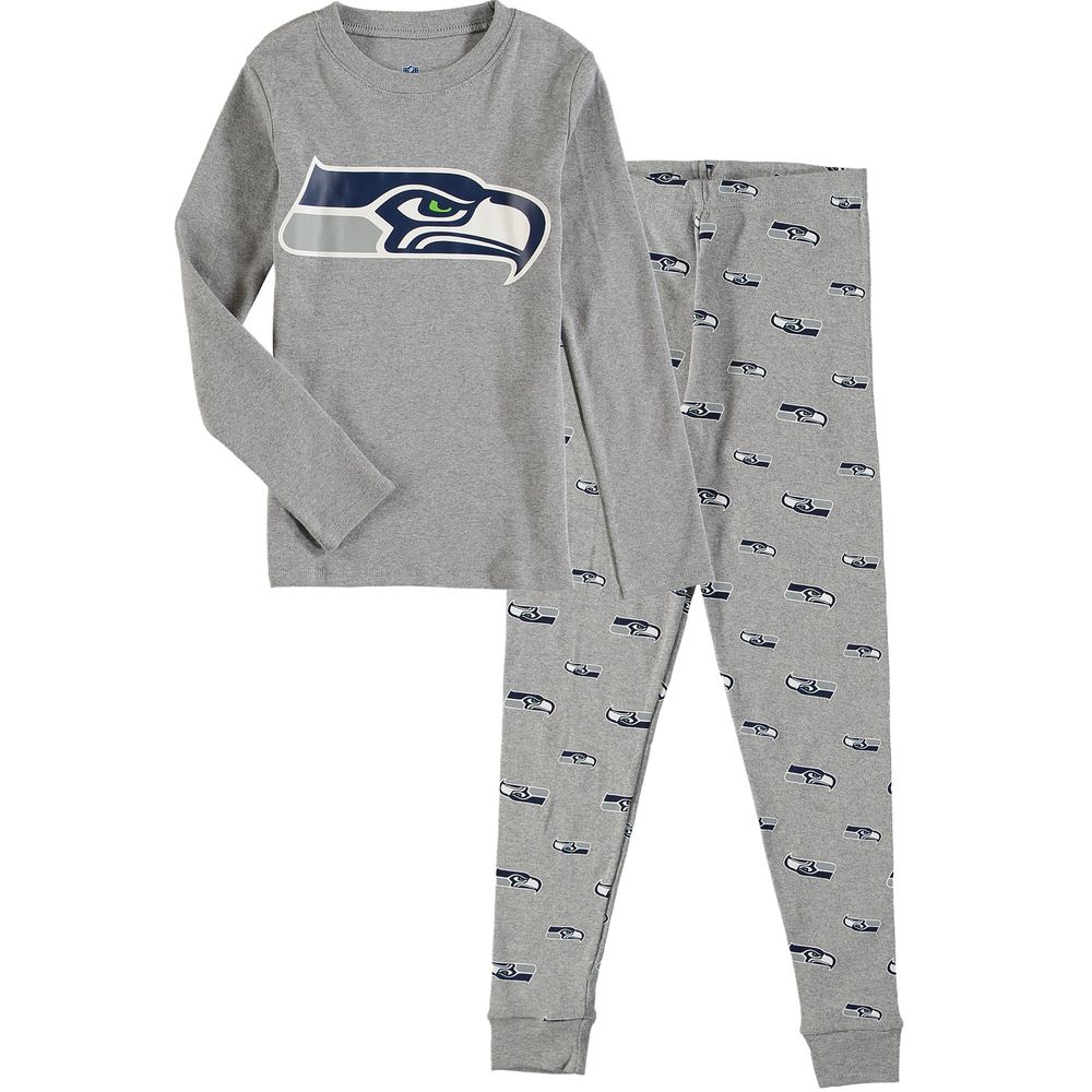 Preschool Heathered Gray Seattle Seahawks Long Sleeve T-Shirt & Pants Sleep Set