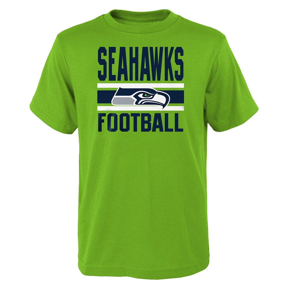Preschool Navy/Neon Green Seattle Seahawks Fan Fave T-Shirt Combo Set