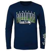 Preschool Navy/Neon Green Seattle Seahawks Fan Fave T-Shirt Combo Set