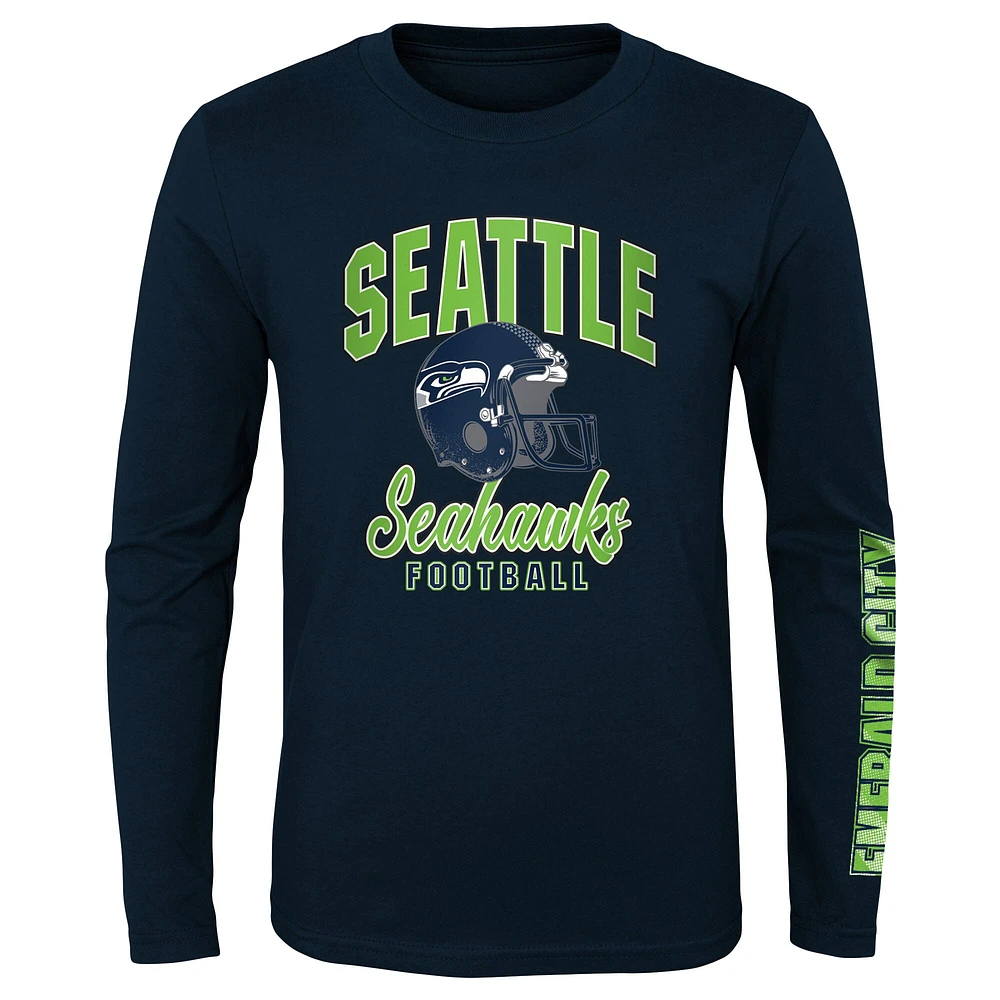 Preschool Neon Green/College Navy Seattle Seahawks Game Day - T-Shirt Combo Set