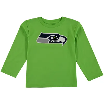 T-shirt à manches longues avec logo de l'équipe des Seahawks Seattle vert fluo préscolaire