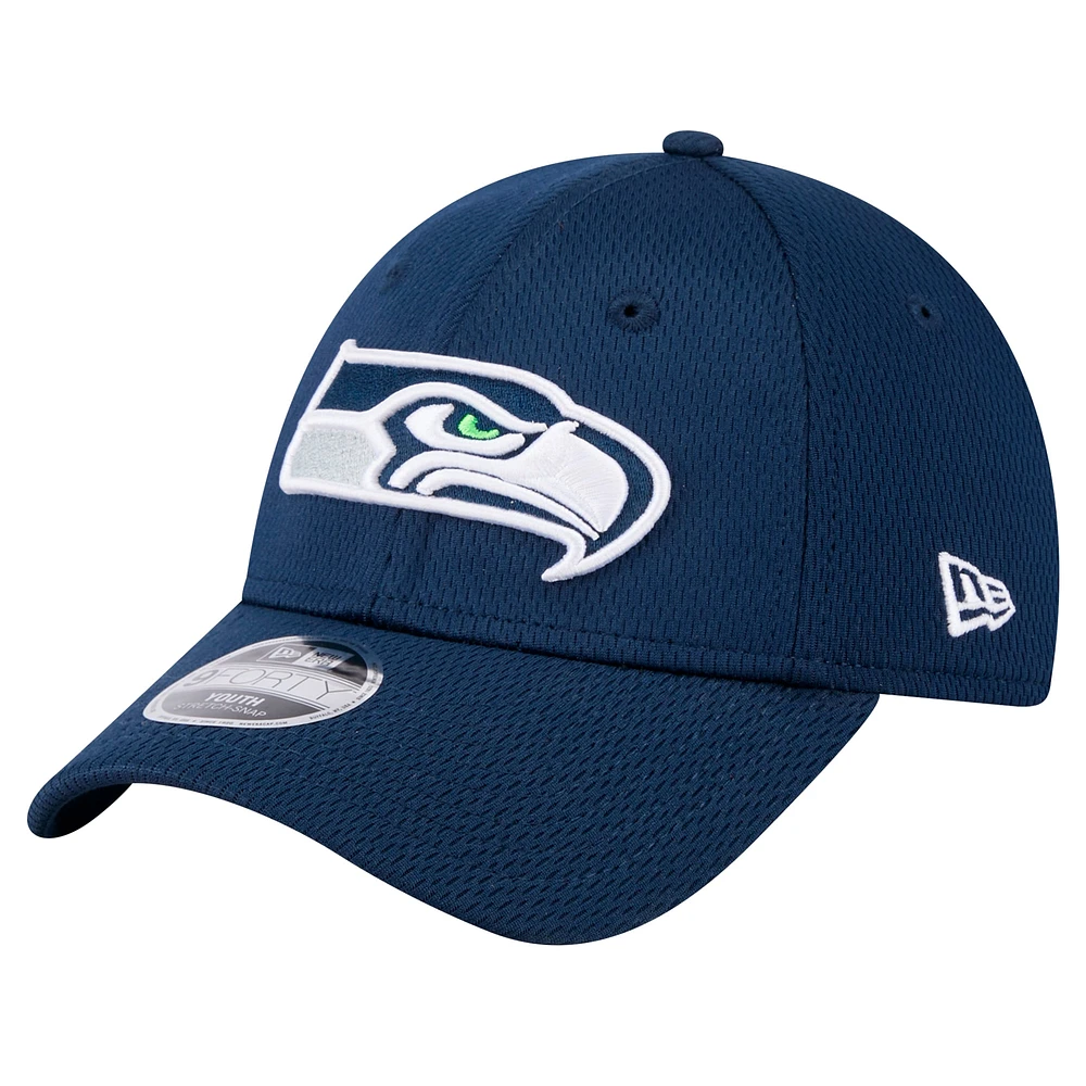 Casquette ajustable Main 9FORTY des Seattle Seahawks de New Era College Navy pour enfants d'âge préscolaire