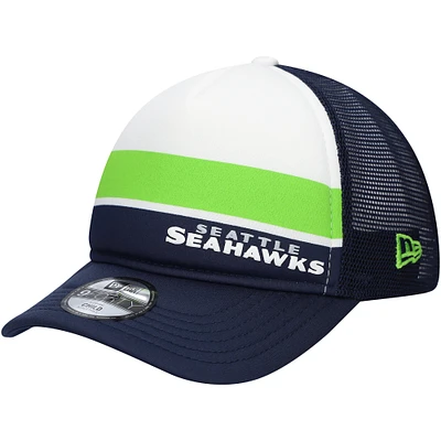 Preschool New Era College Navy Seattle Seahawks Sport Night Color Block 9FORTY A-Frame Trucker Adjustable Hat