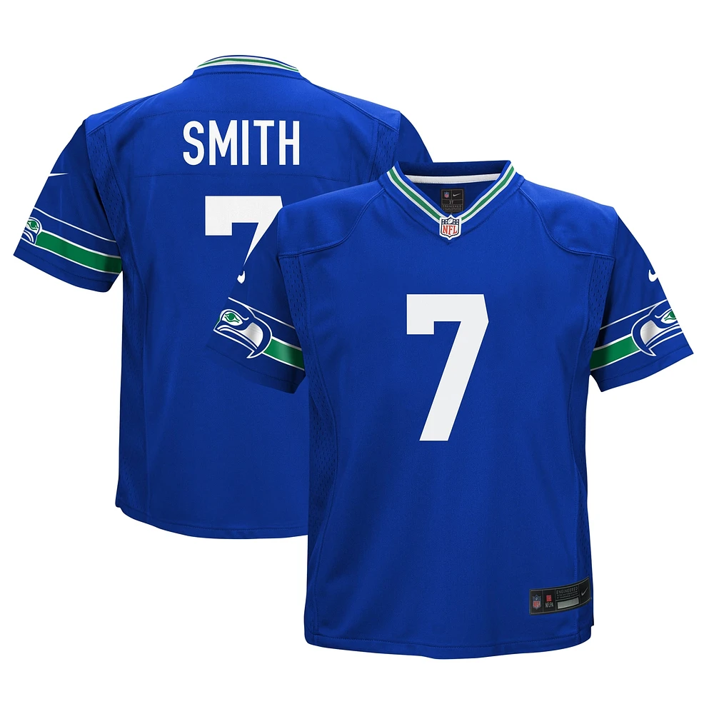 Maillot de match Nike Geno Smith Royal Seattle Seahawks pour enfants d'âge préscolaire