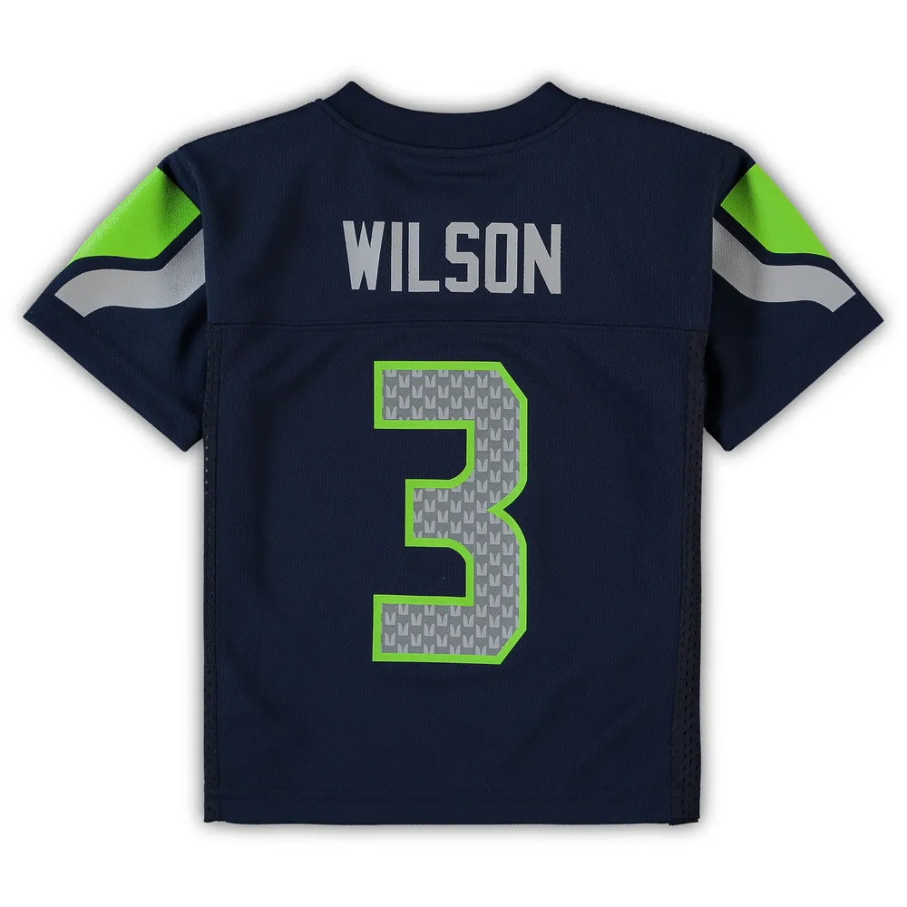 Maillot de joueur réplique la marine des Seattle Seahawks du Russell Wilson College pour enfants d'âge préscolaire