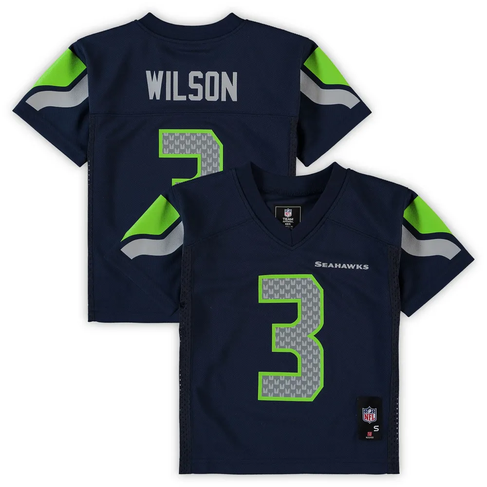 Maillot de joueur réplique la marine des Seattle Seahawks du Russell Wilson College pour enfants d'âge préscolaire