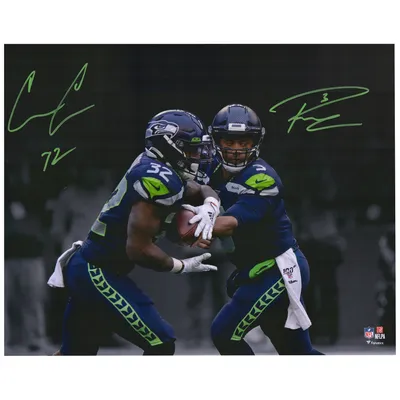 Chris Carson Seattle Seahawks Autographed 11 x 14 Green Jersey Spotlight Photograph