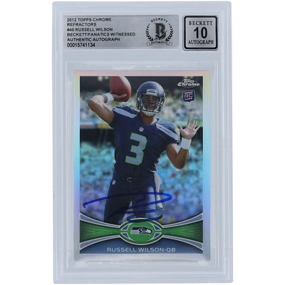 Russell Wilson Seattle Seahawks Autographed 2012 Topps Chrome Refractor #40 Beckett Fanatics Witnessed Authenticated 10 Rookie Card