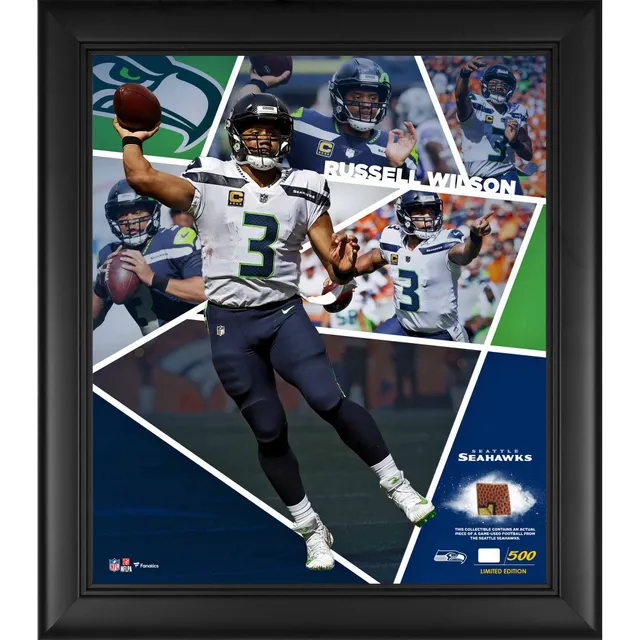Russell Wilson Framed Game Used Seattle Seahawks White Nike Jersey