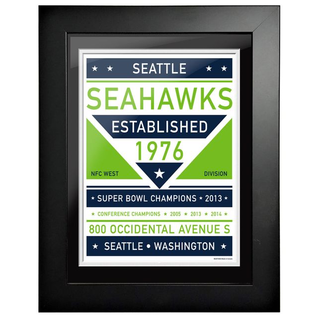 Seattle Seahawks - Oeuvre encadrée double ton de l'équipe 12'' x 16''