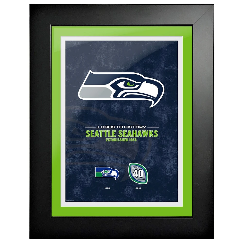 Seattle Seahawks - 18'' x 24'' Logos to History Framed Art