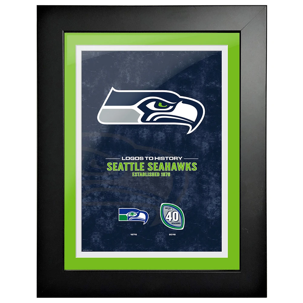 Seattle Seahawks - 18'' x 24'' Logos to History Framed Art