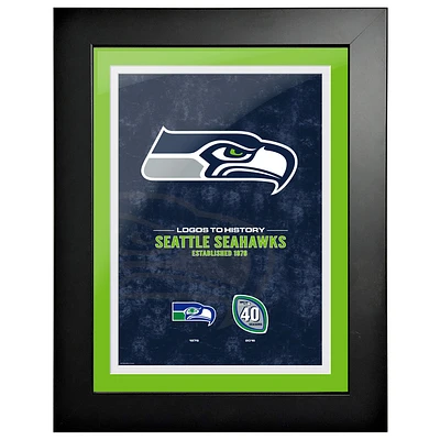 Seattle Seahawks - 18'' x 24'' Logos to History Framed Art