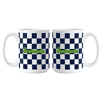 Seattle Seahawks 2-Pack 15oz. Checkered Wordmark Mug Set