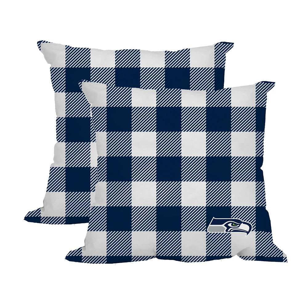 Seattle Seahawks 2-Pack Buffalo Check Plaid Outdoor Pillow Set