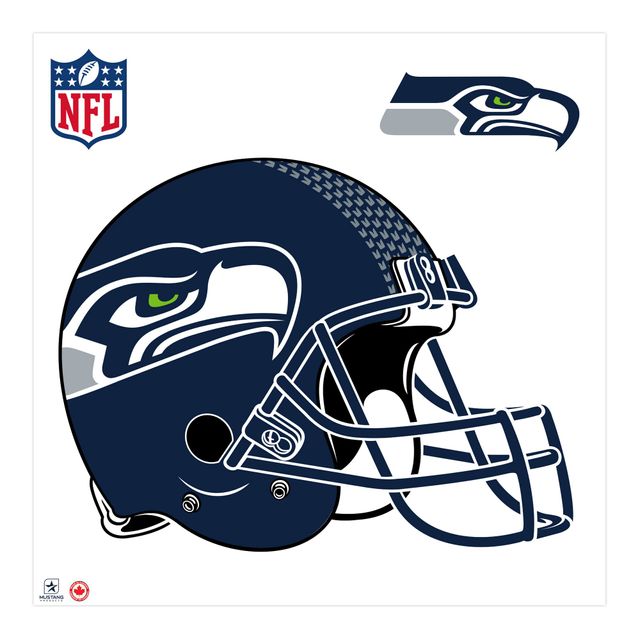 Seattle Seahawks - Autocollant mural repositionnable pour casque d'équipe 36''