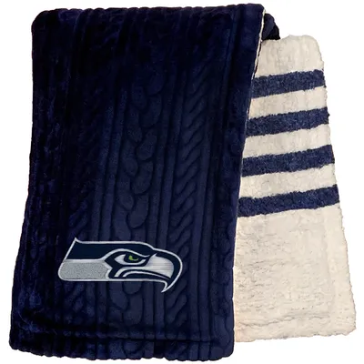 Seattle Seahawks 60'' x 70'' Cable Knit Sherpa Stripe Plush Blanket