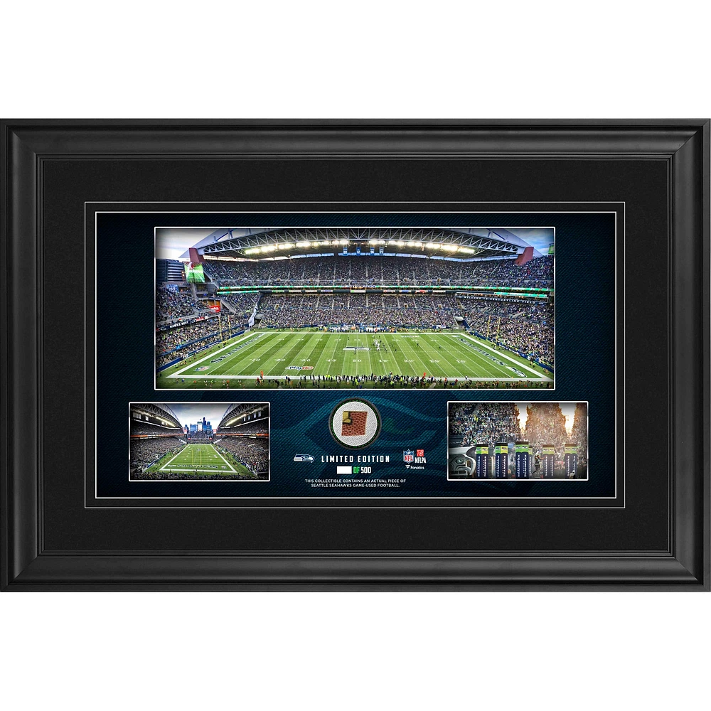 Seattle Seahawks Framed 10" x 18" Stadium Panoramic Collage with Game-Used Football - Limited Edition of 500