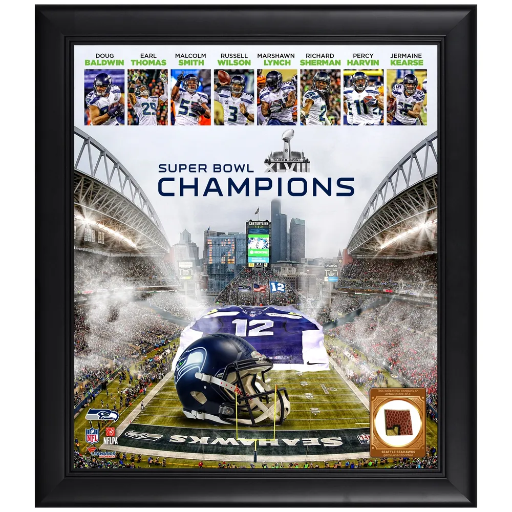 Seattle Seahawks Encadré 15" x 17" 12s Super Bowl XLVIII Champions Collage avec balle utilisée par le jeu