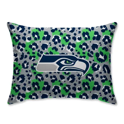 Seattle Seahawks Leopard Plush Bed Pillow - Blue
