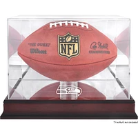 Vitrine de présentation du logo de football des Seattle Seahawks en acajou avec dos miroir
