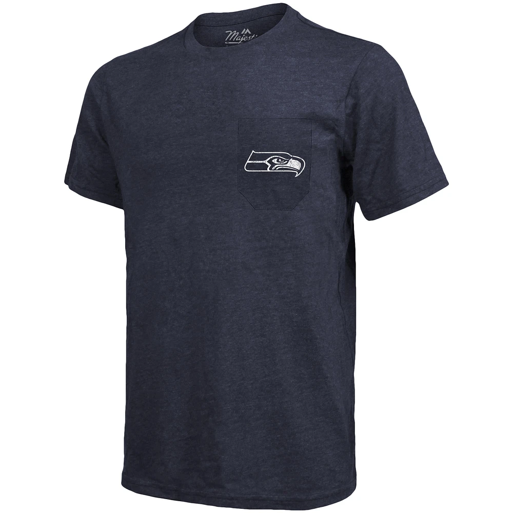 Seattle Seahawks Majestic Threads Tri-Blend Pocket T-Shirt - College Navy