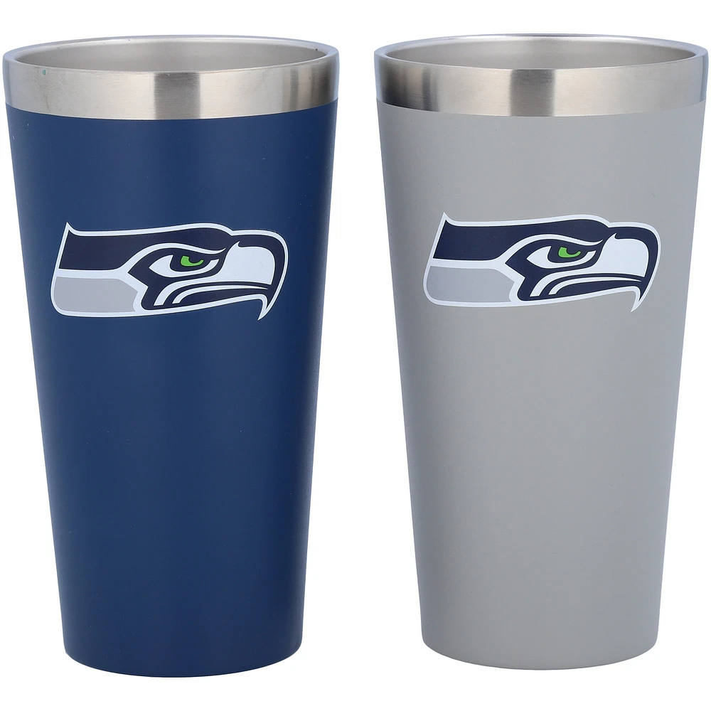 Seattle Seahawks Team Color 2-Pack 16oz. Pint Glass Set