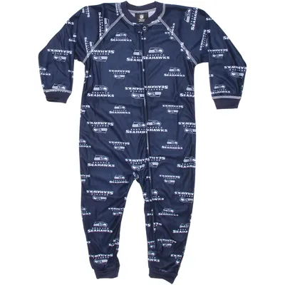 Seattle Seahawks Toddler Piped Raglan Full Zip Coverall - College Navy