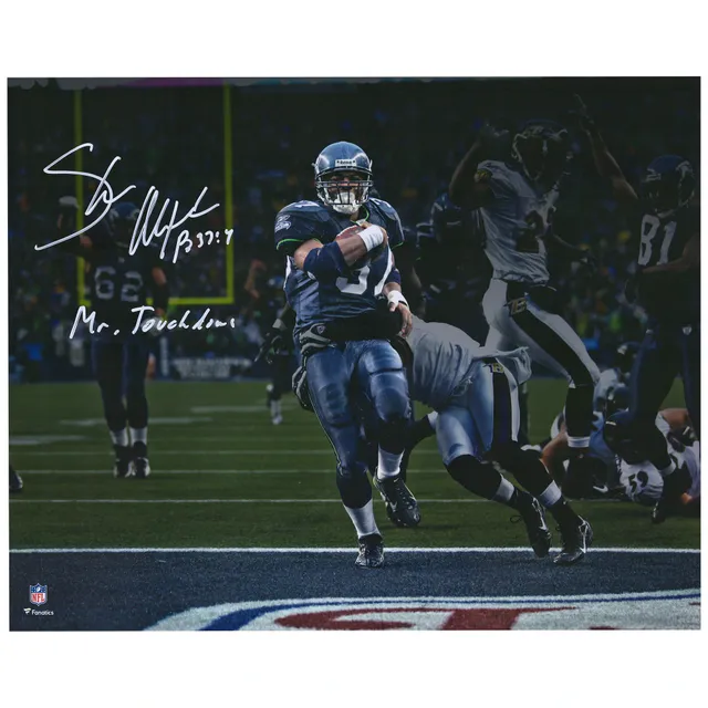 Seattle Seahawks Shaun Alexander Fanatics Authentic Autographed 8 x 10  Navy Jersey Running Photograph