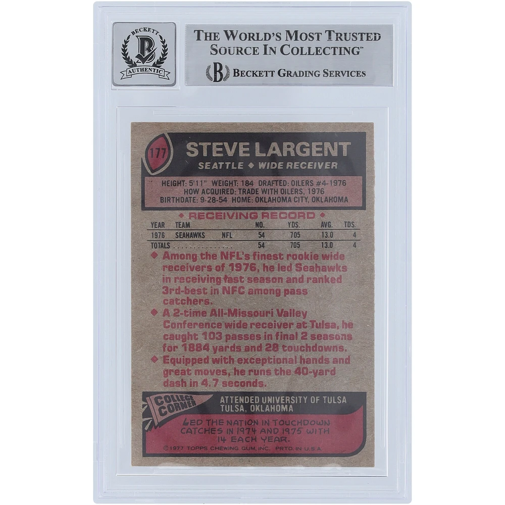 Steve Largent Seattle Seahawks Autographed 1977 Topps #177 Beckett Fanatics Witnessed Authenticated 7/10 Rookie Card