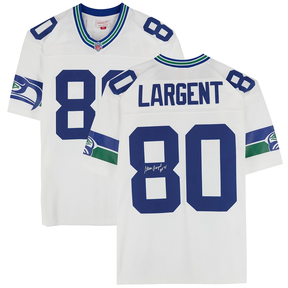 Steve Largent Seattle Seahawks Autographed 1985 Mitchell & Ness White Replica Jersey with "HOF '95" Inscription