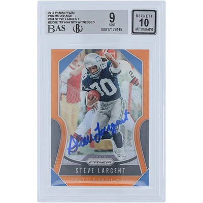 Steve Largent Seattle Seahawks Autographed 2019 Panini Prizm Orange #284 #/249 Beckett Fanatics Witnessed Authenticated /10 Card