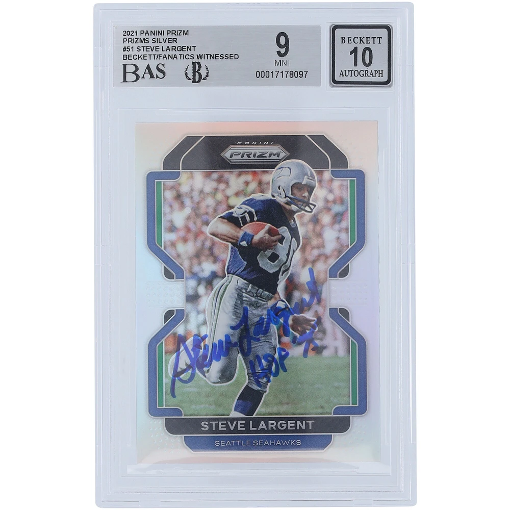 Steve Largent Seattle Seahawks Autographed 2021 Panini Prizm Silver #51 Beckett Fanatics Witnessed Authenticated 9/10 Card with "HOF 95" Inscription