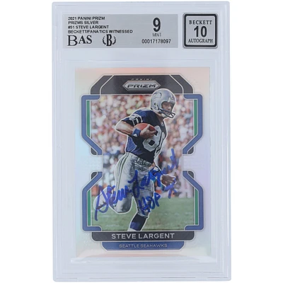 Steve Largent Seattle Seahawks Autographed 2021 Panini Prizm Silver #51 Beckett Fanatics Witnessed Authenticated 9/10 Card with "HOF 95" Inscription