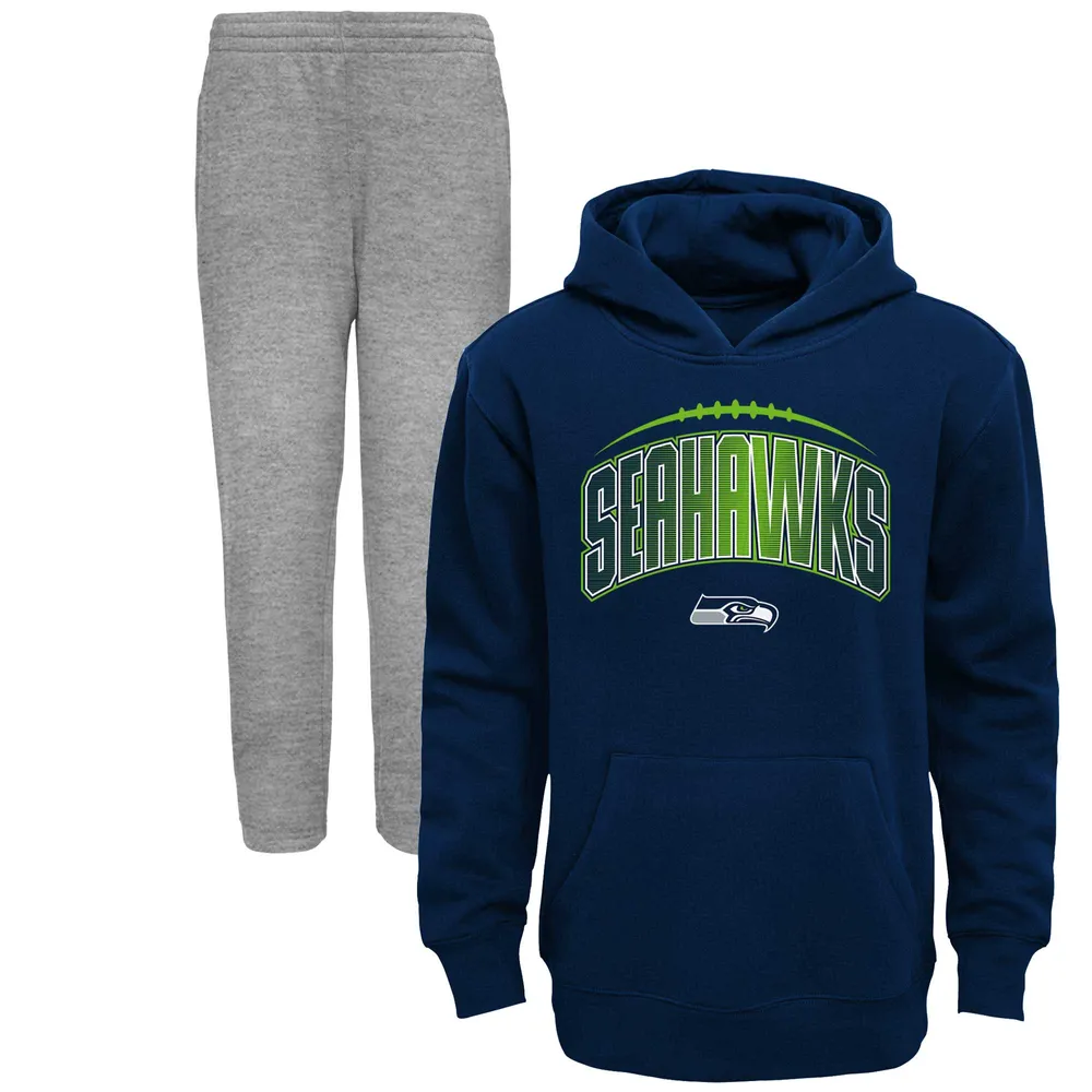 Lids Seattle Seahawks Toddler Double-Up Pullover Hoodie & Pants Set -  College Navy/Heather Gray