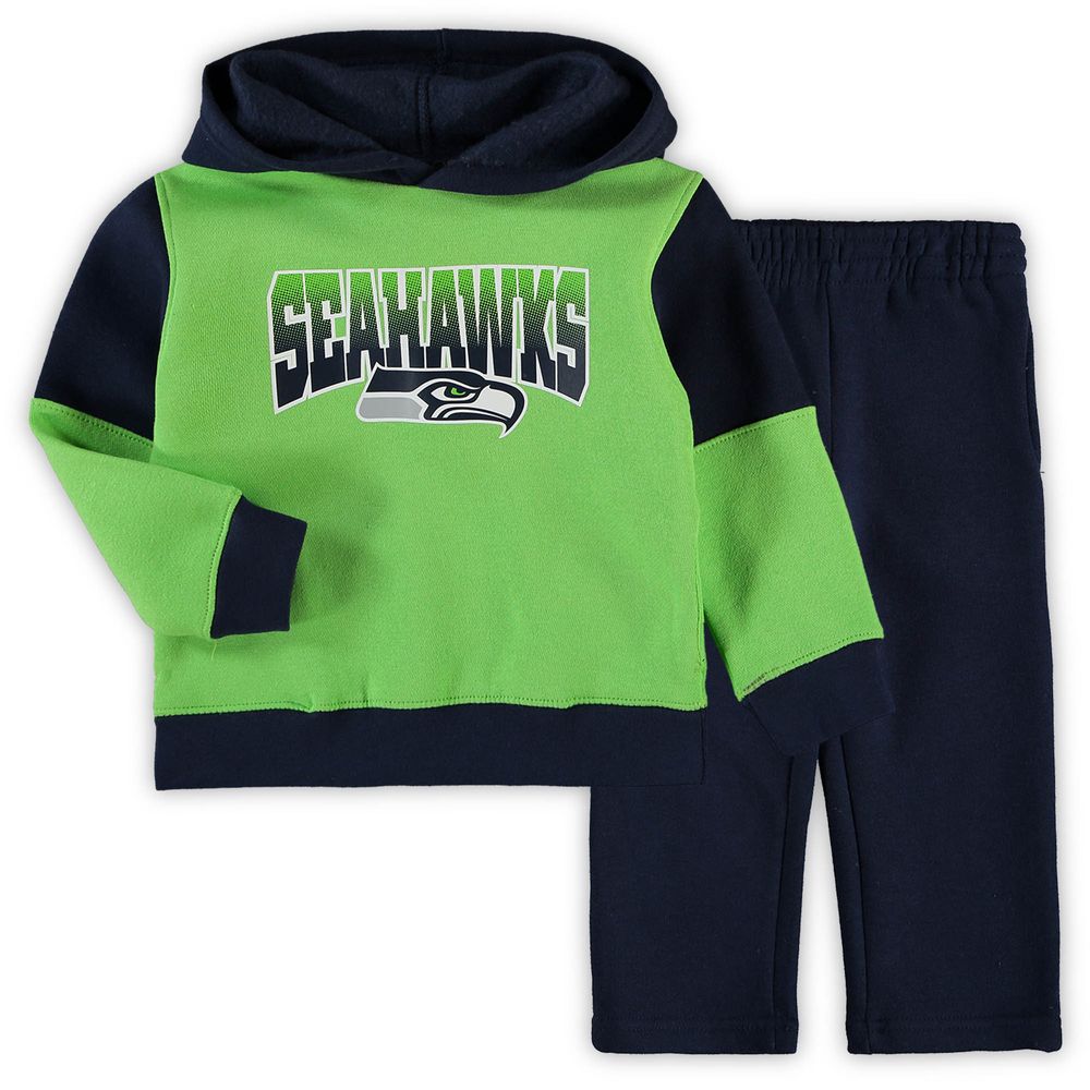 Outerstuff Youth College Navy Seattle Seahawks Logo Pullover Hoodie Size: Medium