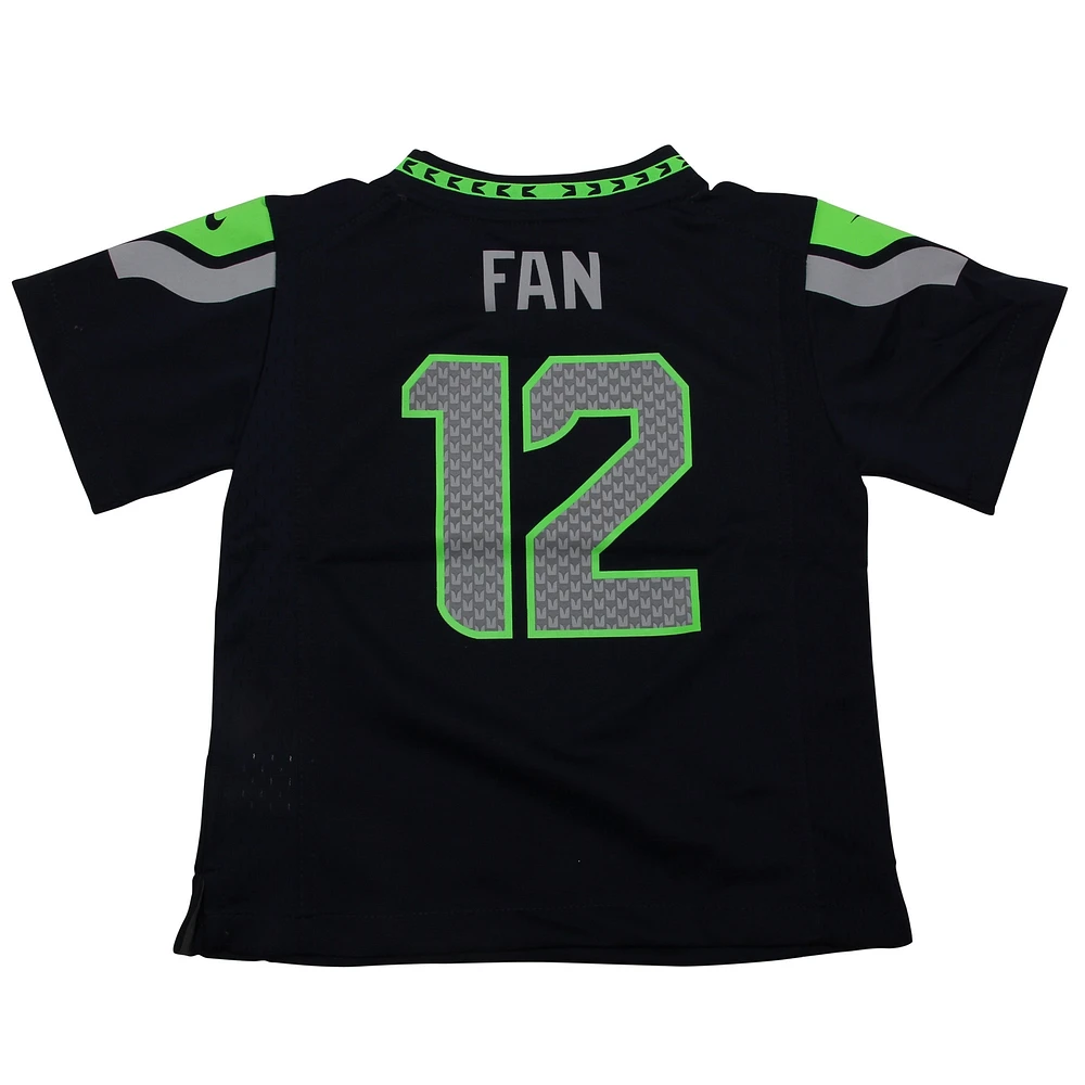 Maillot de match Nike 12s Seattle Seahawks pour tout-petit, bleu marine