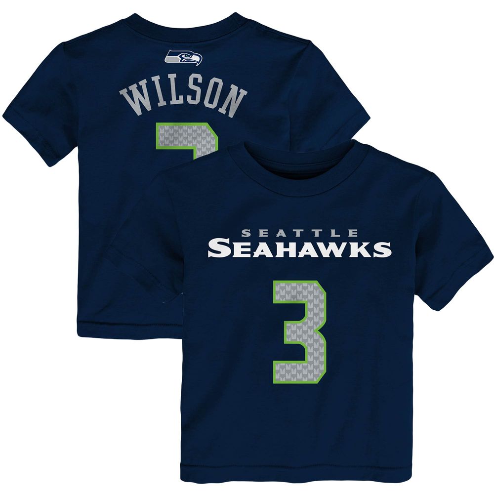 Toddler Russell Wilson College Navy Seattle Seahawks Mainliner Player Name & Number T-Shirt