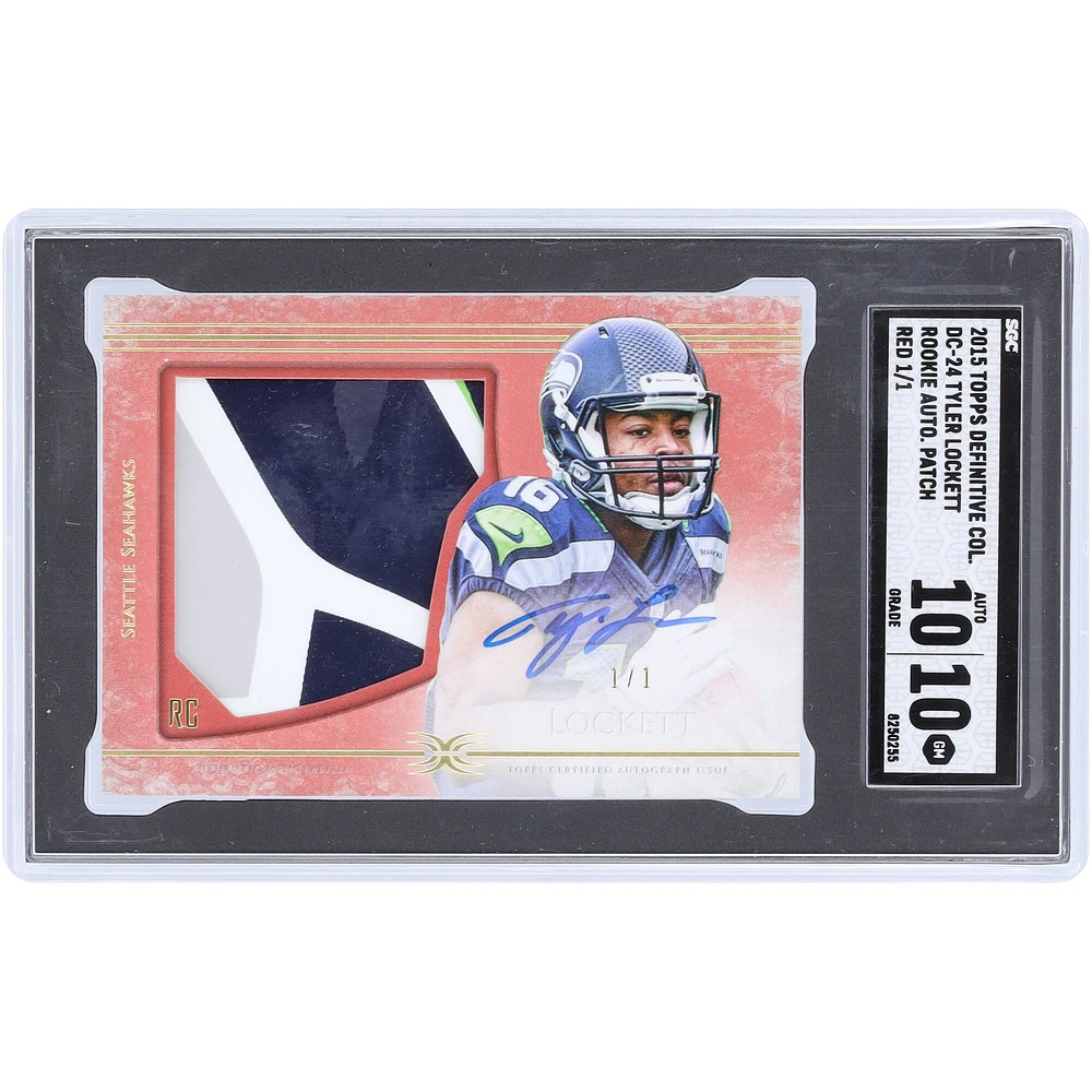 Tyler Lockett Seattle Seahawks Autographié 2015 Topps Definitive Jumbo Glove Relic #DC-24 #1/1 SGC Authentifié 10/10 Rookie Card