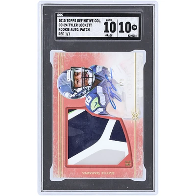 Tyler Lockett Seattle Seahawks Autographié 2015 Topps Definitive Jumbo Glove Relic #DC-24 #1/1 SGC Authentifié 10/10 Rookie Card