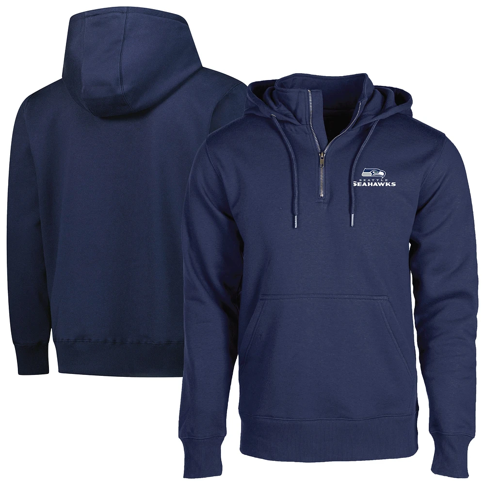 Sweat à capuche unisexe fermeture éclair quart de tour Defender des Seattle Seahawks Dunbrooke College bleu marine