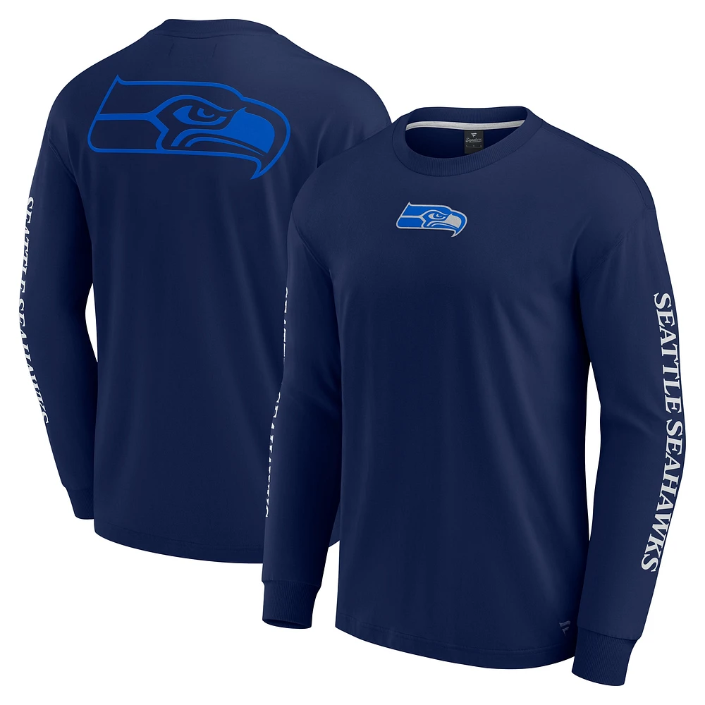 T-shirt unisexe à manches longues Fanatics College Navy Seattle Seahawks Elements Strive