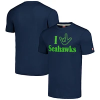 Unisex Homage Navy Seattle Seahawks The NFL ASL Collection by Love Sign Tri-Blend T-Shirt