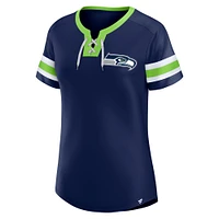 Women's Fanatics  College Navy Seattle Seahawks Lace-Up Bling T-Shirt